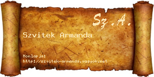 Szvitek Armanda névjegykártya